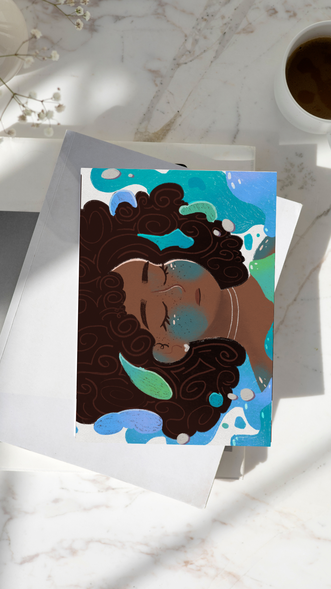 Blue Hue Brown Skin Girl Colorful Journal